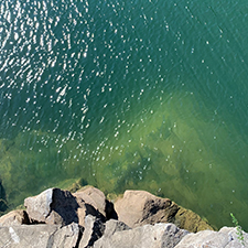 looking down from cliff
