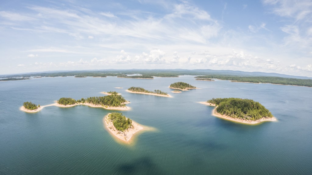 aerial shot of lake ouachita